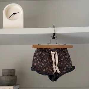 Jamie Kay Floral Drawstring Kids Shorts - Black with Pink Flowers